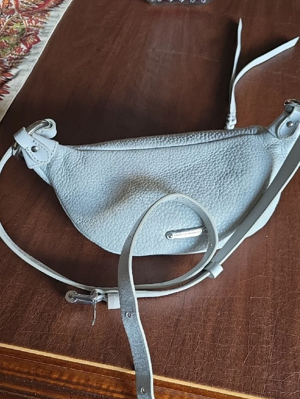 Rebecca Minkoff Bree Belt Bag Womens Small Grey Pebbled Leather Fanny Pack